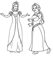 coloriage la reine et sa fille la princesse fiona